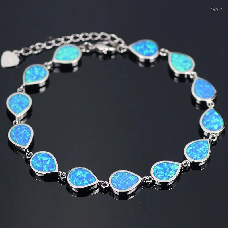Charm Bilezikler JLB-028 Su Damla Mavi Opal Damgalı Dostluk Kadın Mücevher Hediye Bangles