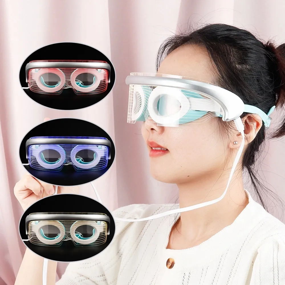 Eye Massager LED Foton Terapi Cahaya Anti Aging Kulit Mata Mengencangkan Getaran Kec an Kompres Panas Santai Otot Penutup 230510