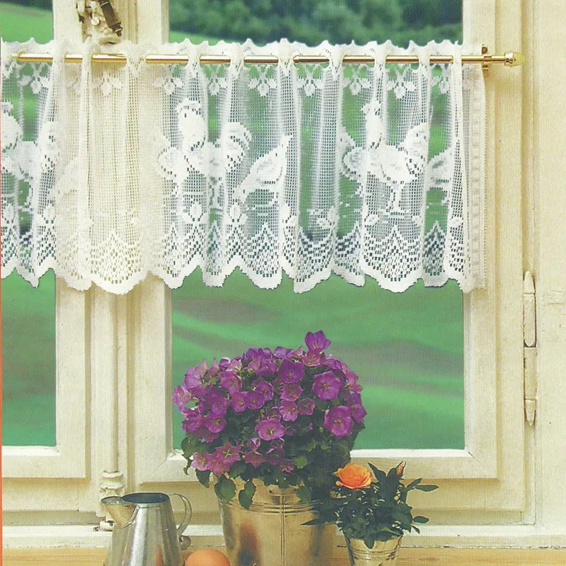 Curtain 1pc Lace Coffee Window Tulle Butterfly Apple s For Living Room Kitchen Treatments Voile Festival Decor 230510