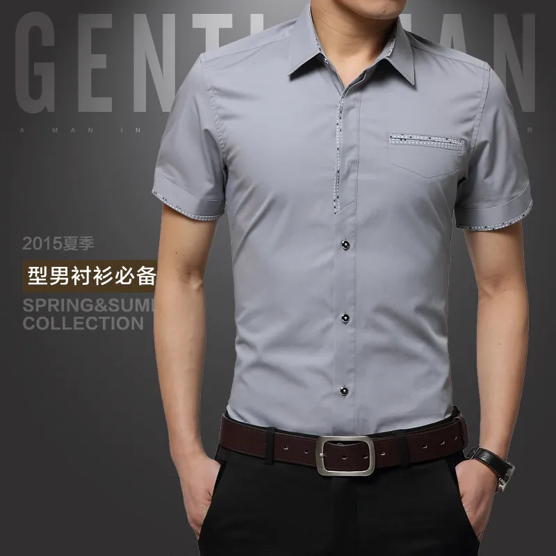 Men s Dress Shirts Summer Men s Shirt Brand Luxury Men Cotton Short Sleeves Dress Shirt Turn down Collar Cardigan Shirt Men Clothes 230510