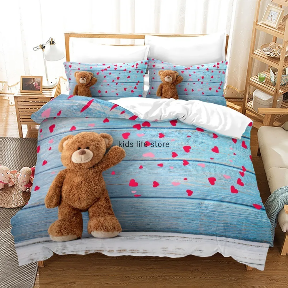 Teddy Bear Flower Teddy Bear Duvet Set Simple Couple Bedspread Pillowcase And Duvet Cover For Children Adults Kids Cartoon Home Textile Bedroom Textiles 230510 From Cong05 24.88 DHgate.Com