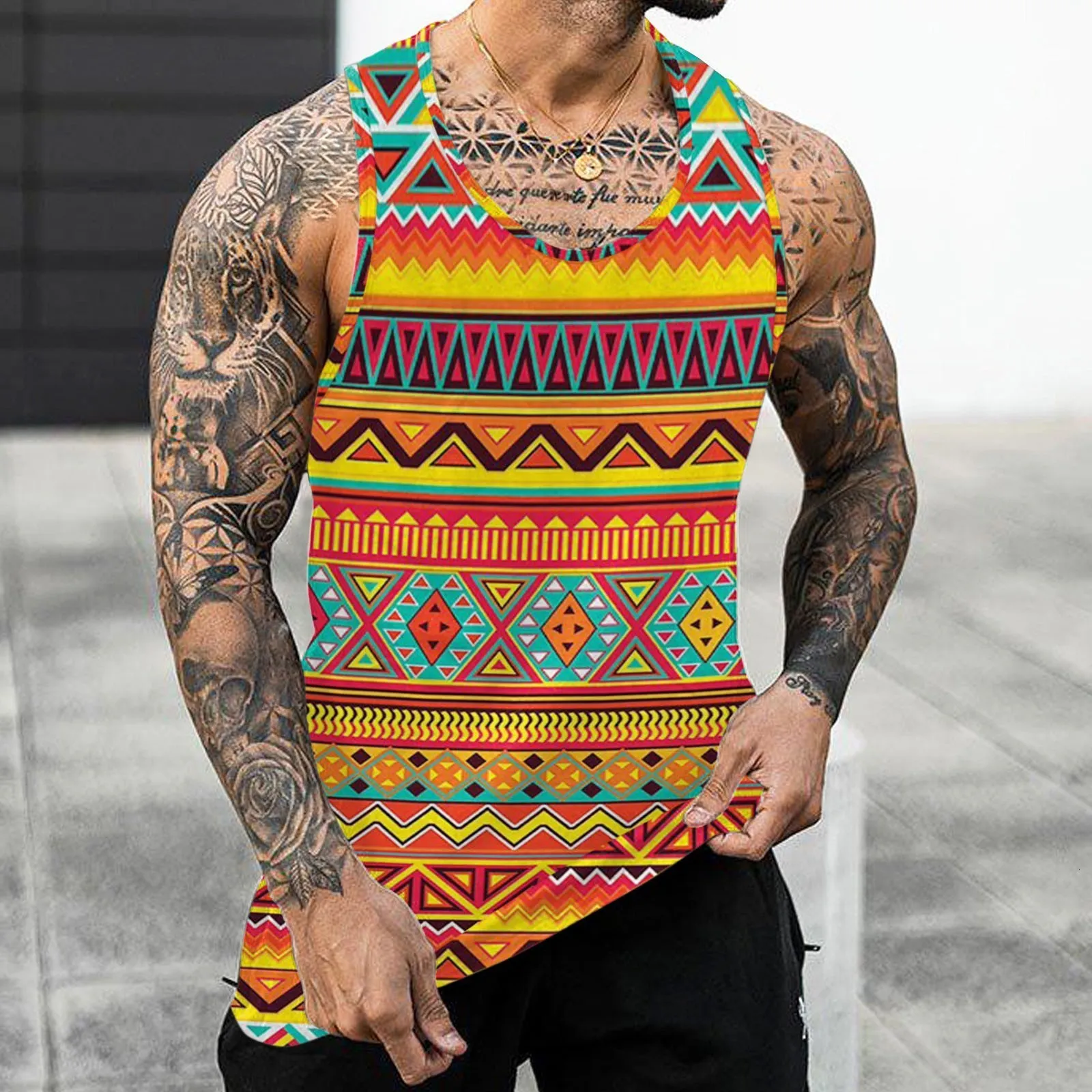 Mens patterned tank tops online