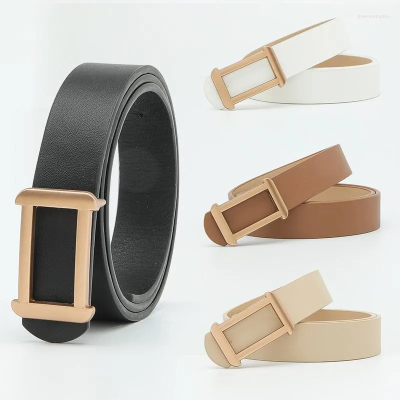 2023 Gold Rectangle Buckle Belt For Women Fashionable Thin Square
