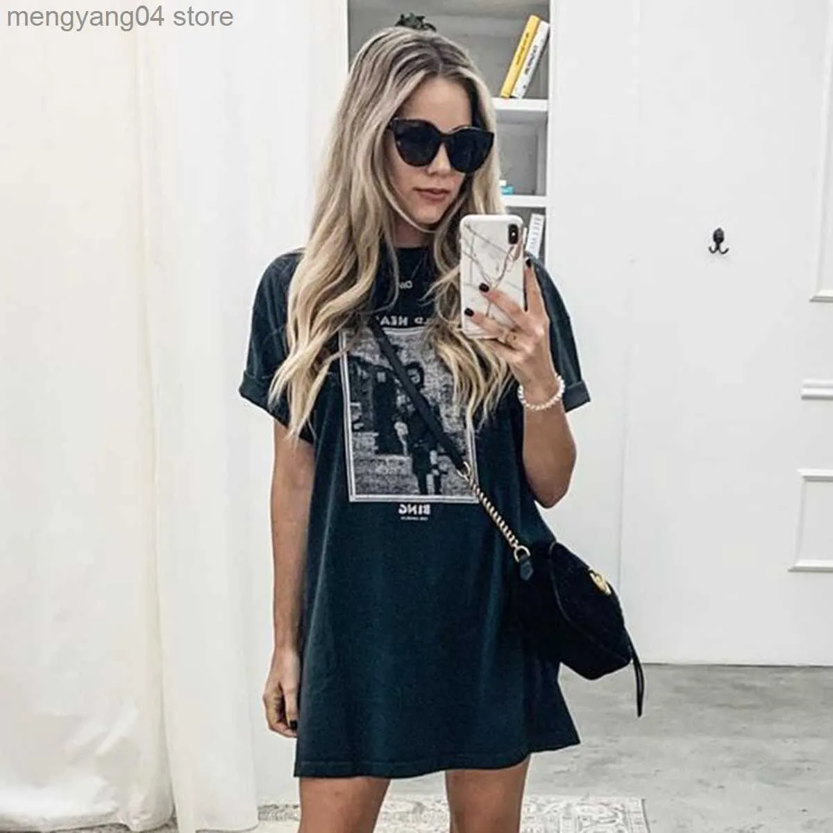 Kvinnors t-shirt Wild Heart Long T-shirt Kvinnor Summer Cotton Graphic Fade Vintage Tees Tops 2021 Femme Fashion Shirt Dress Overized Tshirt T230510