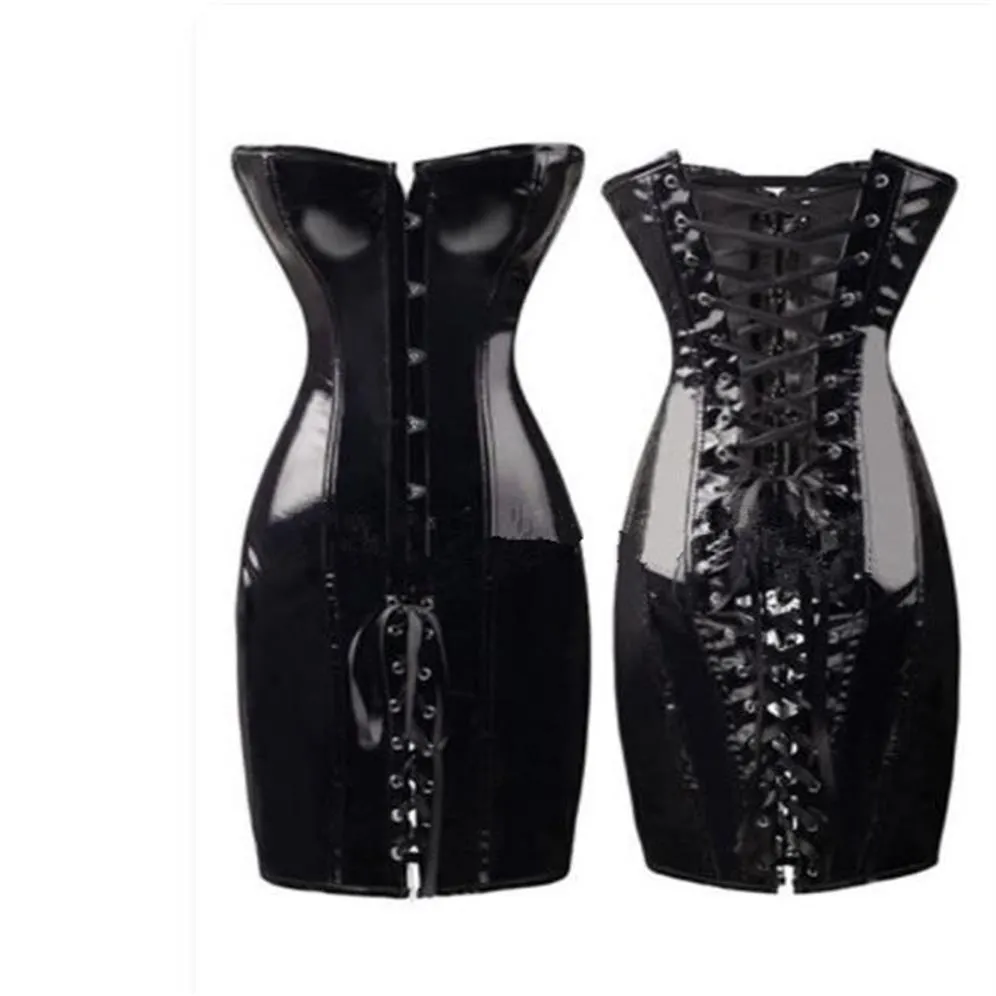 Para mujer Cuero Gótico Lencería con Cordones Cintura Moldeador Corsé  Bustier Vestido