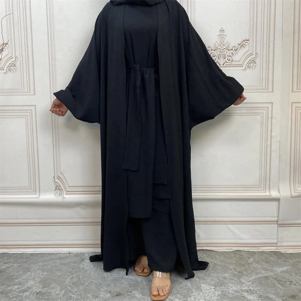 セットファッションヒジャーブドレスラマダンイードアバヤドバイ3PCSイスラム教徒セット