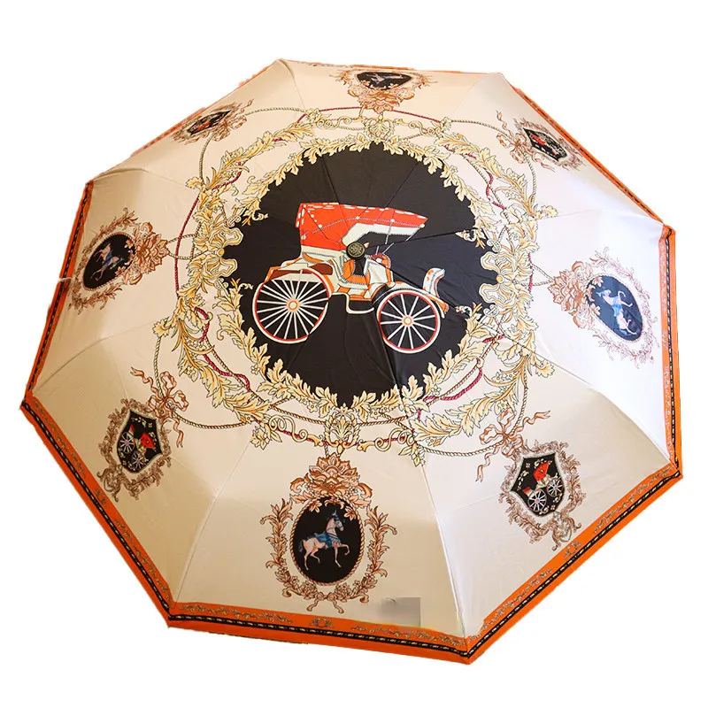 Fashion Double-Wheeled Carriage Vinyl Parasol Full-Automatic Sun Umbrella Big Umbrella Sun Umbrella
