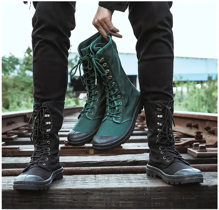 Canvas combat boots mens sale