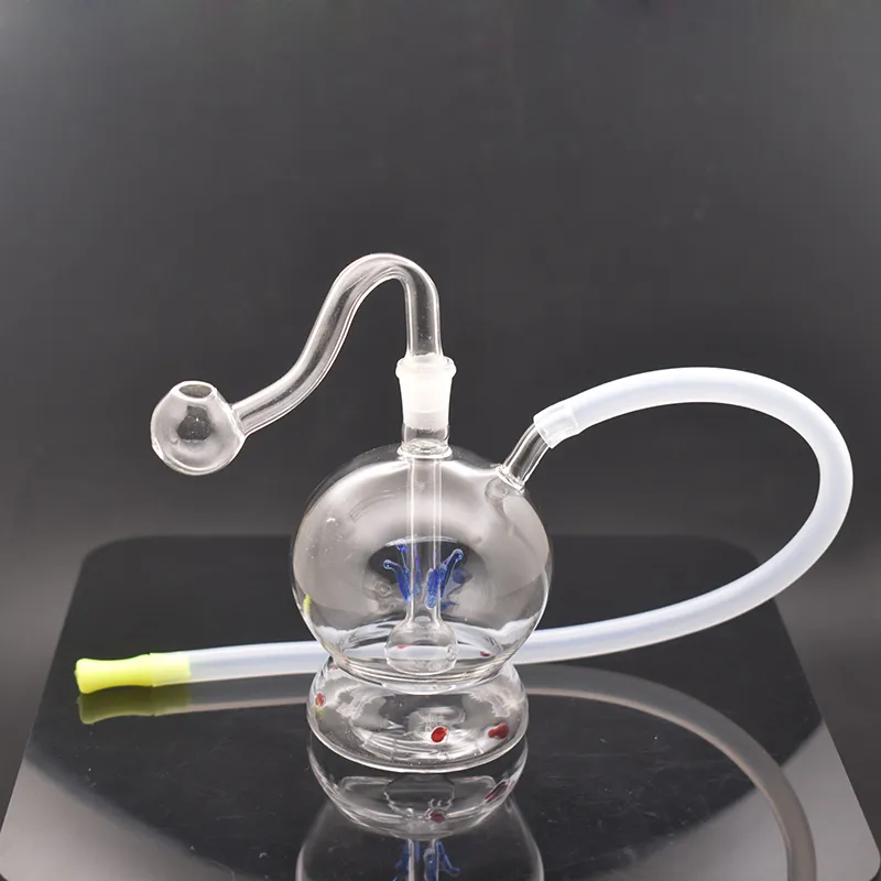10mm Female Mini Glass Oil Burner Bong Water Pipes Pyrex Hookah Oil Rigs Smoking Ash Catcher Bongs Thick Heady Recycler Rig with Male Glass Oil Burner Pipe and Hose