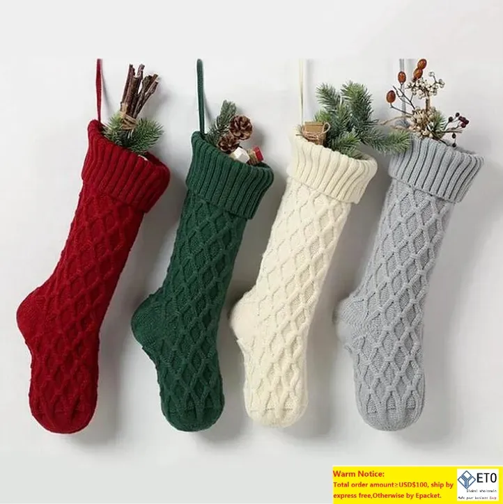 Sacs-cadeaux de bas de Noël en tricot de haute qualité personnalisés Décorations en tricot Chaussettes de Noël Grandes chaussettes décoratives