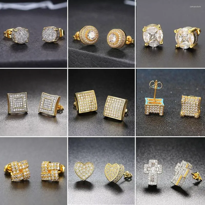 Cubic Zirconia Bling Iced Out Around Earring Gold Copper Earrings For Men  Hip Hop Jewelry Stud Earring For Women Rapper Ear Ring - Stud Earrings -  AliExpress