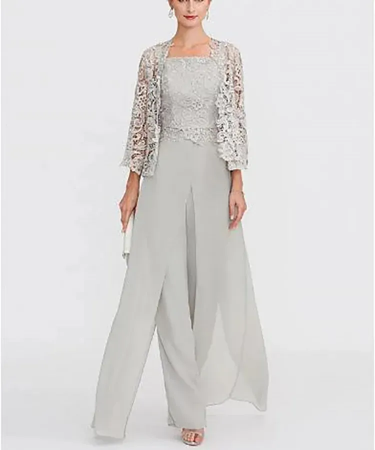 Elegant Mother Of The Bride Pants Suits With Lace Jacket Long Sleeves Chiffon Women Jumpsuits Wedding Party Gowns Groom Mom Formal Dresses 2023 From 99 86 DHgate