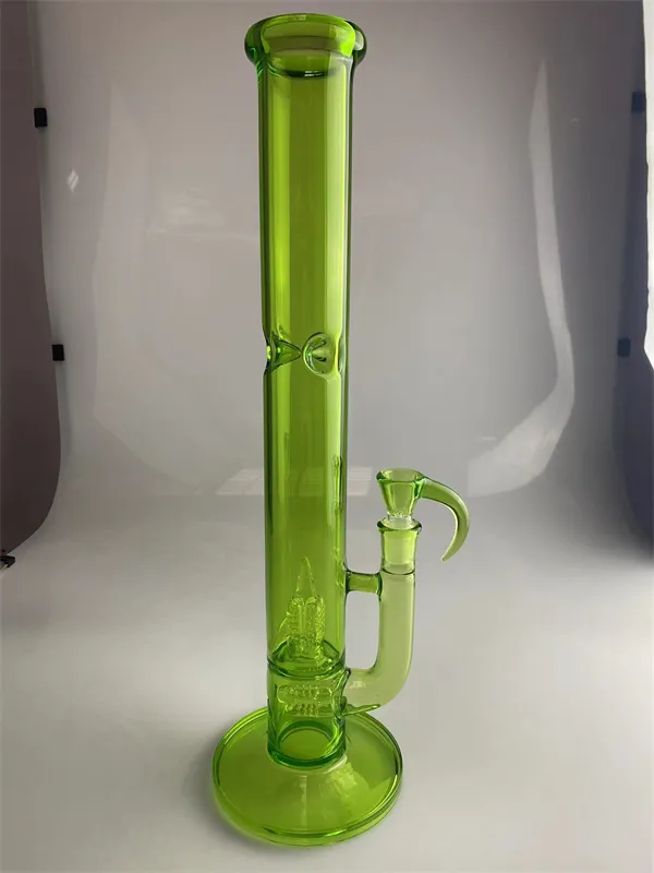Ny stil rökrör grön bong 50mm bredd 3 inline perc till 4 Inv Splash 18 tum 18mm fog med den gröna CFL Horn Bowl välkommen att beställa