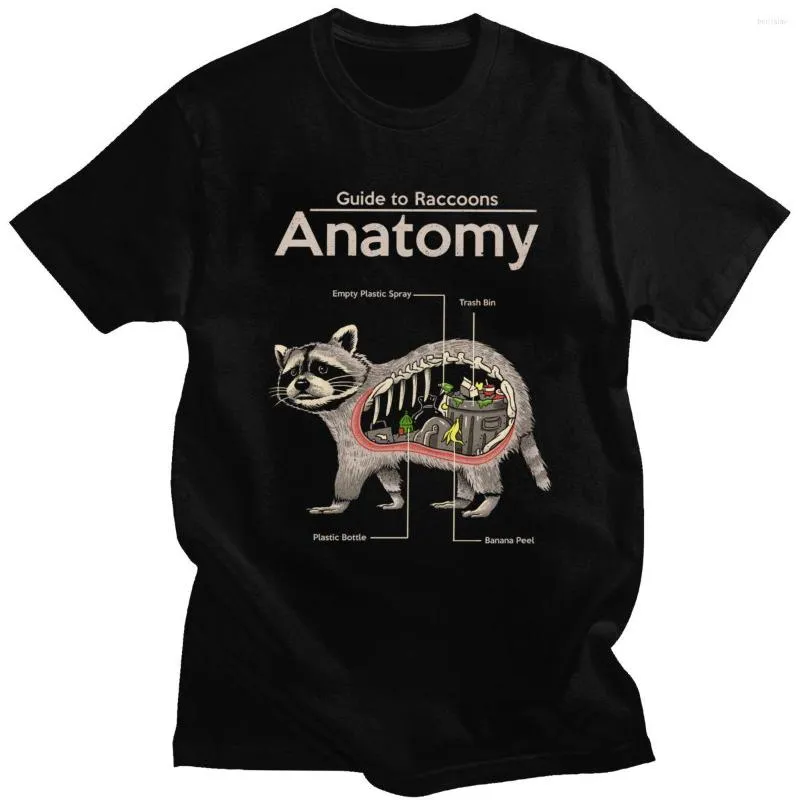 Herr t-skjortor vintage herr anatomi av en tvättbjörn toppar toppar kort ärm bomull t-shirt sommar papperskorgen panda tshirt djurälskare kläder