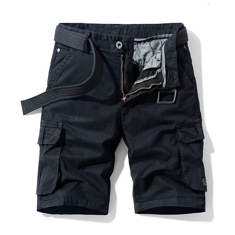 Pantalones cortos de verano para hombre, pantalones cortos de carga para hombre, pantalones de bolsillo militares informales a la moda para hombre, pantalones tácticos de algodón para hombre, sin cinturón de talla grande 230510