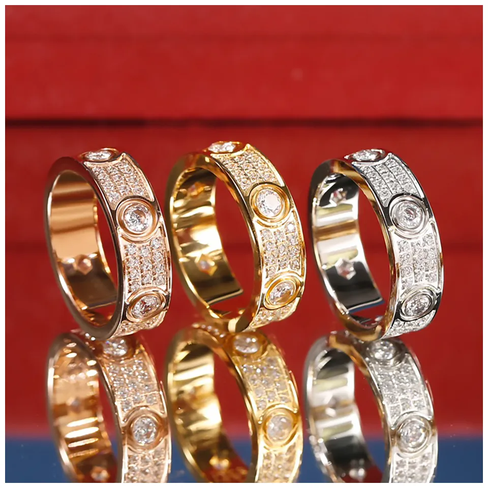 Anel de diamante Anel de casamento Anéis de amor para mulheres Anéis de luxo Jóias de ouro Jóias masculinas Bague De Fiancaille Femme Bijoux Inoxydable Schmuck Anello Uomo Anelli Da Uomo