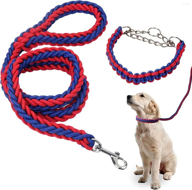 Dog Collars ZOOBERS Leash With Adjustable Collar Set For Walking Running Hiking Adjust Rope Braided Training