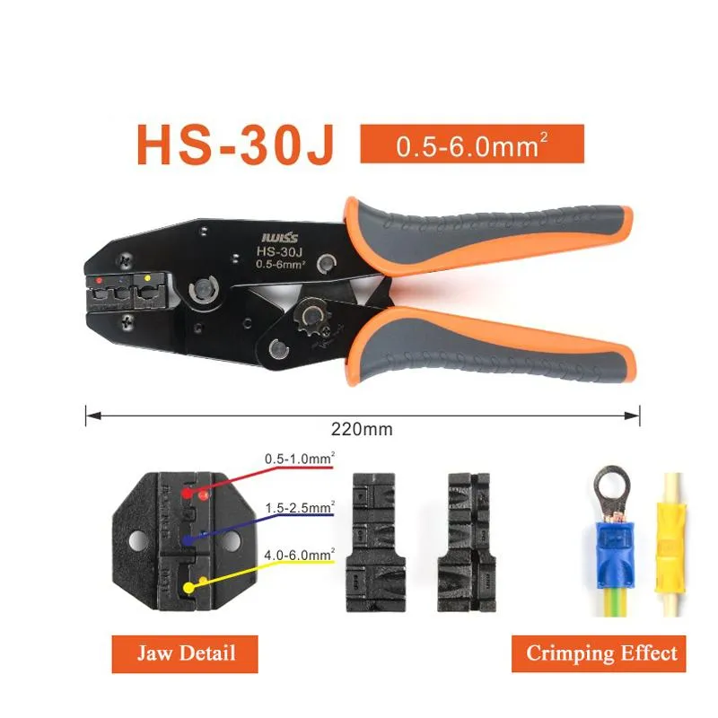 Tournevis IWISS IWS30J, pince à sertir 0,56 mm², outils manuels multiples, anneau d'isolation, bornes à pelle, outil de sertissage de 9 pouces