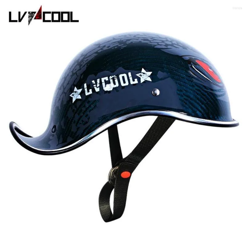 Motorcycle Helmets LVCOOL Real Carbon Fiber Baseball Cap Helmet Vintage Retro For Cruiser Chopper Women Men D Type-M