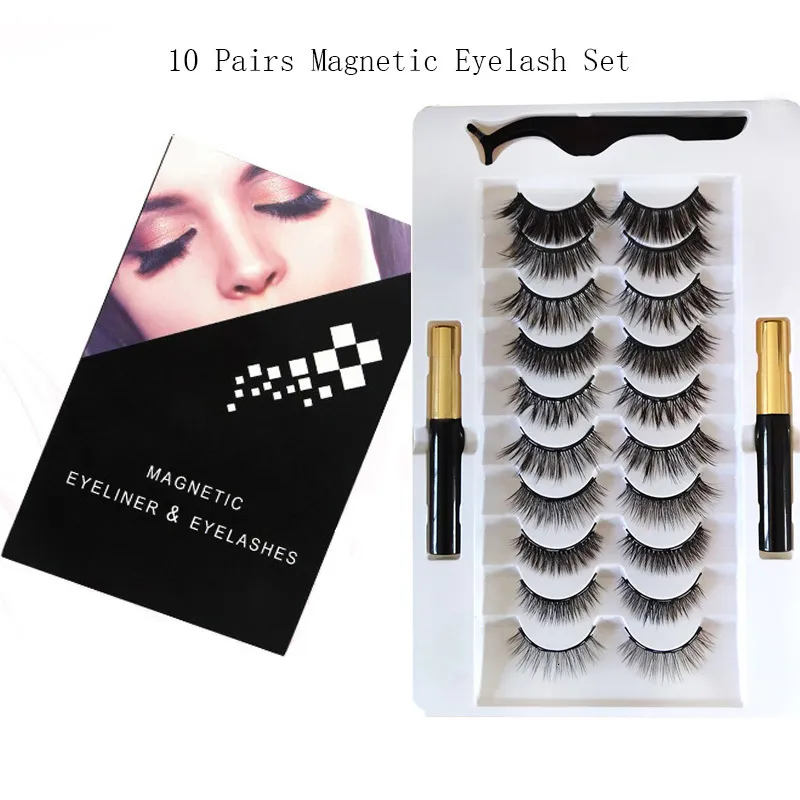 Makeup Tools 10 Pasang Set Bulu Mata Magnetik Tebal Eyeliner Cair Magnet Pinset Tahan Air Ekstensi Rias Lama 230510
