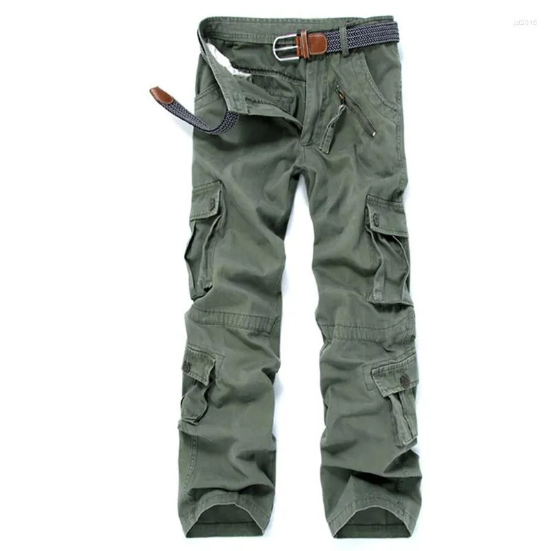 Men's Pants Large Size Seasonal Green Camouflage Loose Multi Pocket Cotton Overalls Casual Mens Trousers