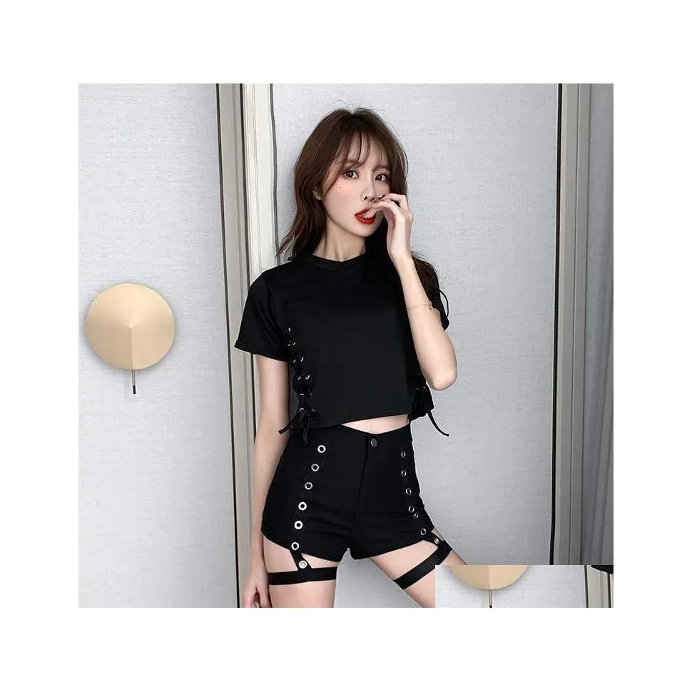 Women'S Shorts Adt Pole Dance Costume Black Hight Waist Women Jazz Wear Bar Dj Gogo Rave Korean Singer Clothes Drop Delivery Apparel Dhy9L