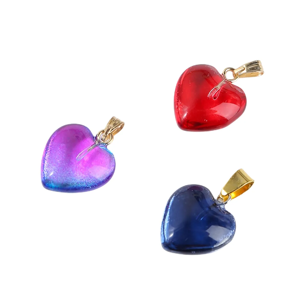 Colorido cristal vidro amor corações pingentes de cura de cfeta pendente para jóias fazendo acessórios de brinco de chaveiro de colar