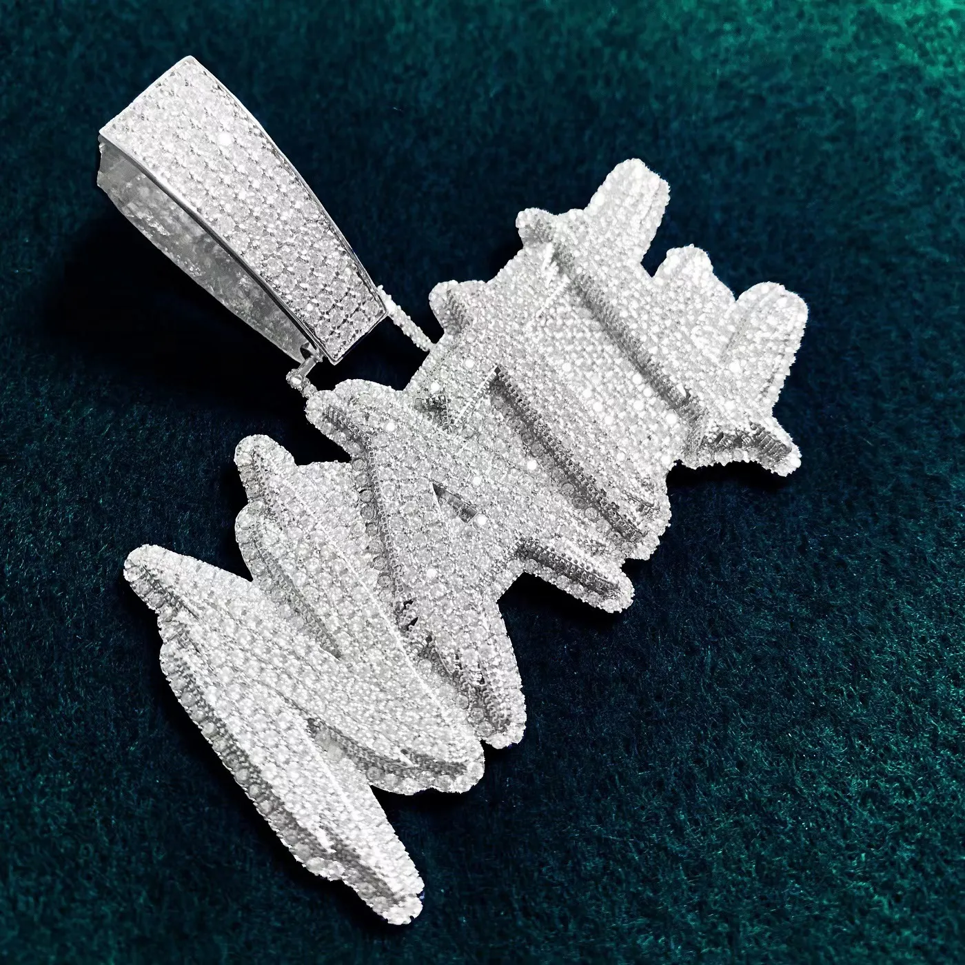 Geslaagd voor diamanttest DIY aangepaste 925 sterling zilveren bling moissanite letters hanger met 3 mm 24 inch stalen touw ketting sieraden voor mannen vrouwen leuk cadeau