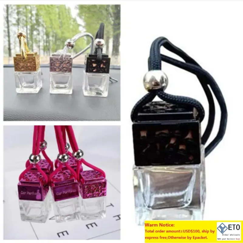 Voiture Parfum Bouteille Cube Voiture Suspendu Rétroviseur Ornement Désodorisant Pour Huiles Essentielles Diffuseur Parfum Bouteilles En Verre Vides