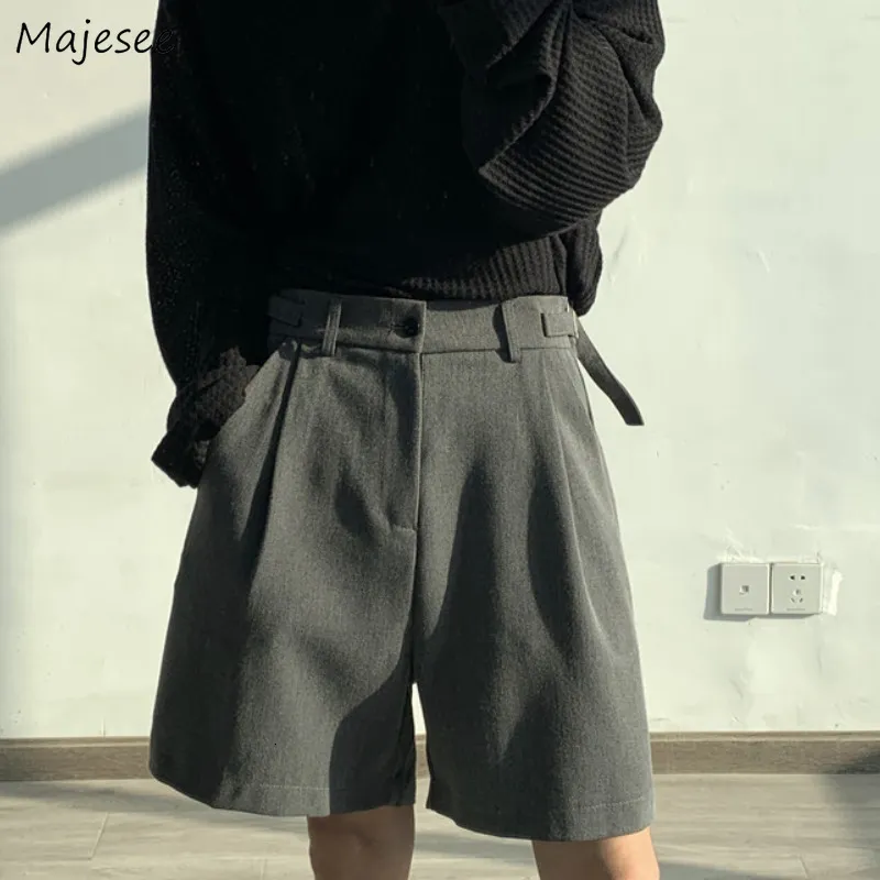 Männer Shorts Mode Lässig Männer Sommer Koreanische Chic Breite Bein Hosen Männliche Knie-länge Schärpen Drapierte Lose Retro high Street 230510