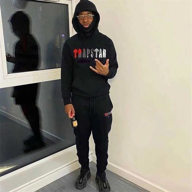 Vêtements de créateurs Sweats pour hommes Survêtements Sweats à capuche Trapstar Rouge Noir Serviette brodée en peluche Pull Pantalon pour hommes Femmes Coupe ample Pur coton Mode Populaire