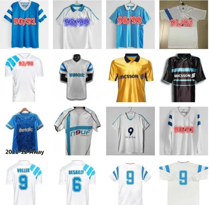 MARSEILLES DROGBA RETRO SOCCER Jerseys 1990 91 92 93 98 99 00 03 04 05 06 11 12 Classic Vintage Football Shirt Boli Payet Remy Voller Pires MAILLOT de Foot Papin Waddle Waddle