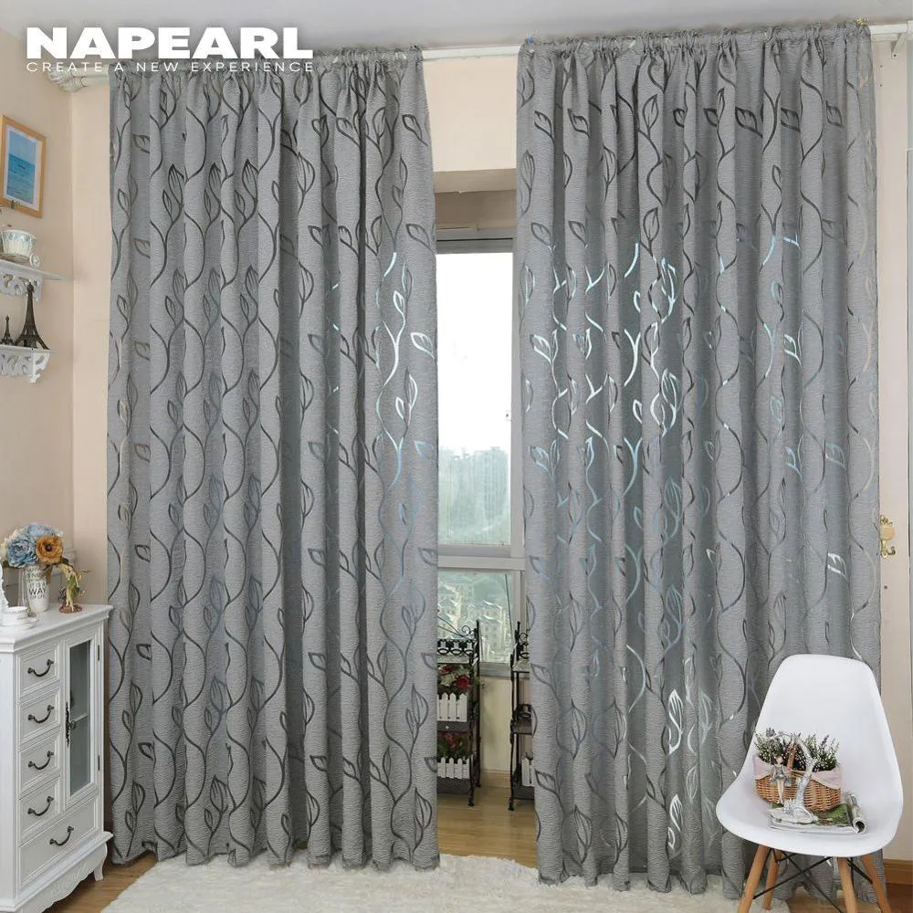 Curtain NAPEARL Home Decoration Living Room s Window Treatments Jacquard Leaf Designer Gray For Kitchen Bedroom 230510