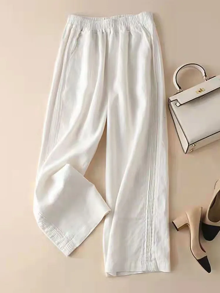 thumbnail image 2 of Womens Summer Pants Linen Capris For Women Palazzo Pants For 2 of 12