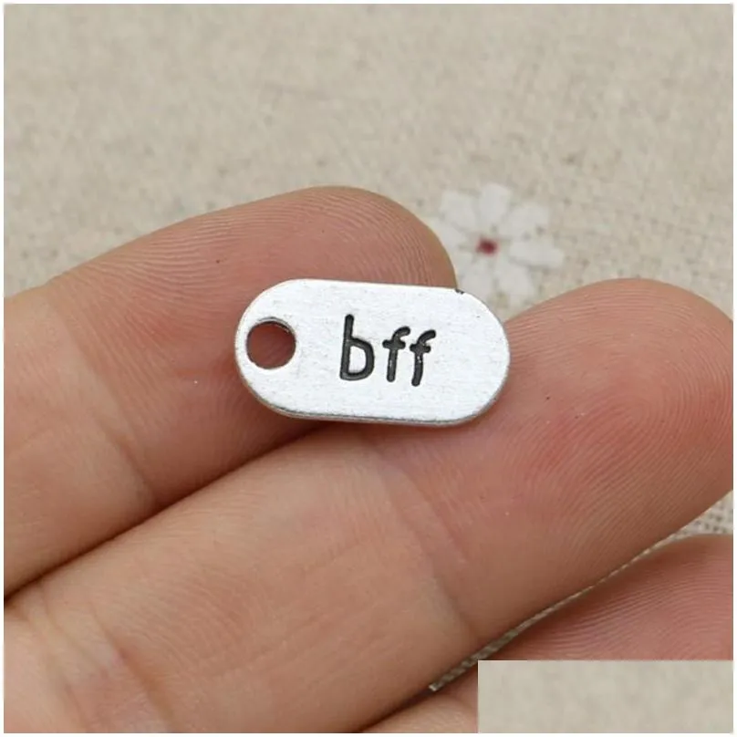 Charms 500pcs/Lot Antique Sier Plate BFF BFF Pendanty do bransoletki Akcesoria biżuterii Making ręcznie robione 18x9 mm najlepsi przyjaciele Dr Dhpvo