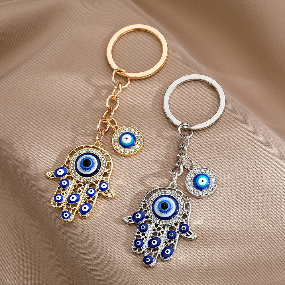 Porte-clés en cristal turc mauvais œil bleu pour femmes et hommes