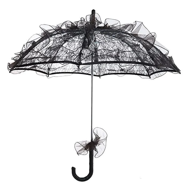 Umbrellas Umbrella Lace Parasol Wedding Beach Vacationnecessities Po Vintage Prop Black Bridal Decorative Party Bride Gothic 230510