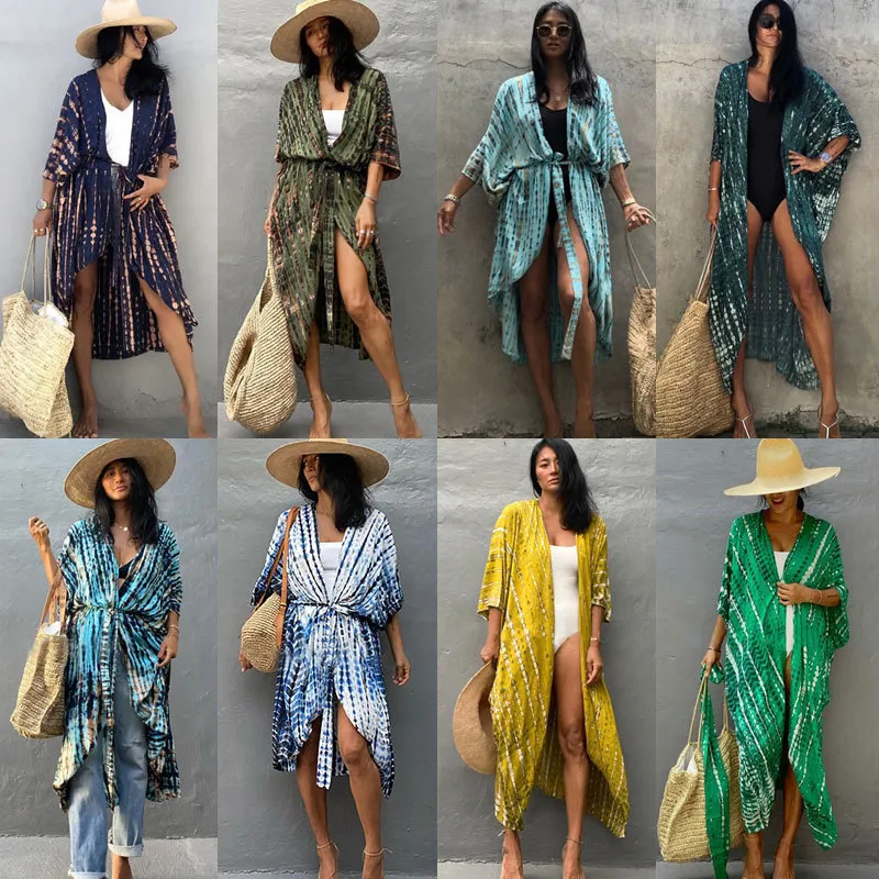 Menas de banho feminina Hessels Coberras de praia para mulheres pretas TIY TYE KIMONO SAIRSATO CAPO VESTIMENTO DE VERÃO DE VENDO DE VENDAS 2023 VENDAS DE ROUTAS DE BEAÇÃO 24 COR 230510