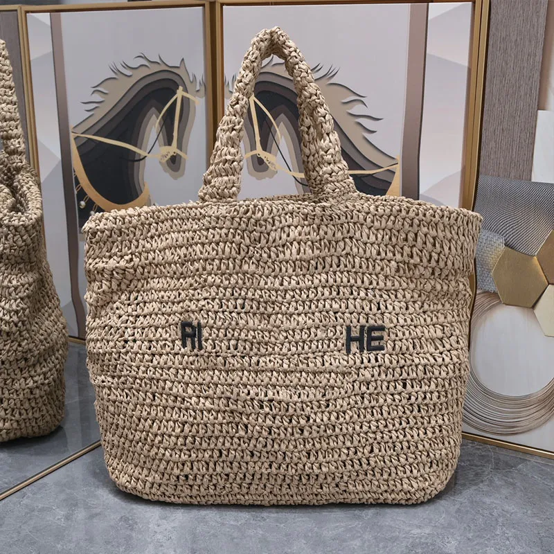 Straw Shoulder Bag Crochet Beach Totes Bag Clutch Handbags Lafite Grass Knitting Postman Purse Hollow Out Fashion Letters Women Shopping Purse Pure Hand Woven Bags