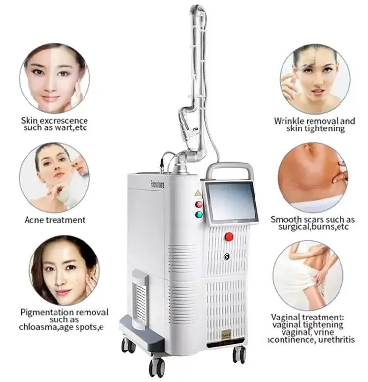 Efficace macchina laser frazionata a co2 da 60 watt per la riparazione del ringiovanimento della pelle ascensore anti invecchiamento Cicatrici da acne Lentiggini rimozione delle smagliature Logo originale laser 10600nm