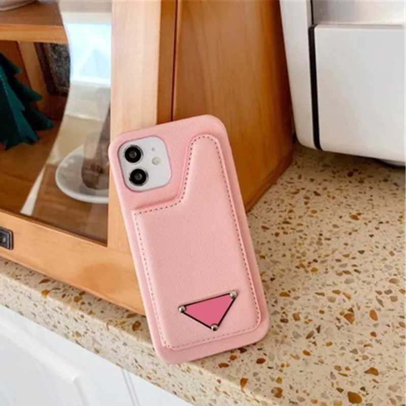 Custodia per iPhone 12 Mini SE Custodie per telefoni di design per Apple 14 13 11 Pro Max XS XR 8 7 Plus Cover posteriore per cellulare in pelle PU di lusso Tasche per carte Cavalletto Fundas Conchiglie Rosa