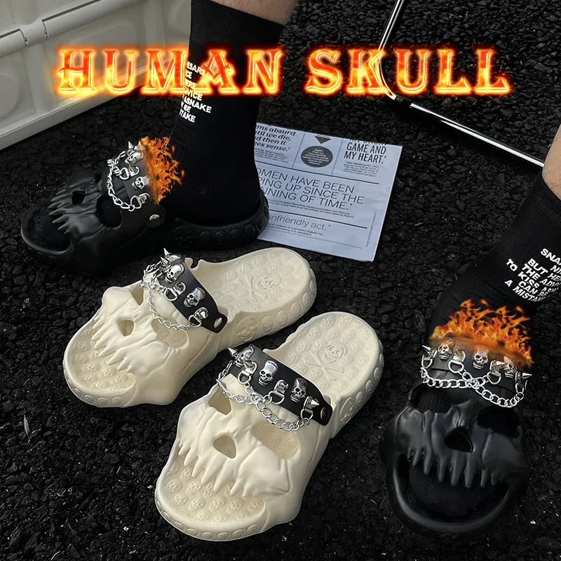 Skull slippers mens clearance