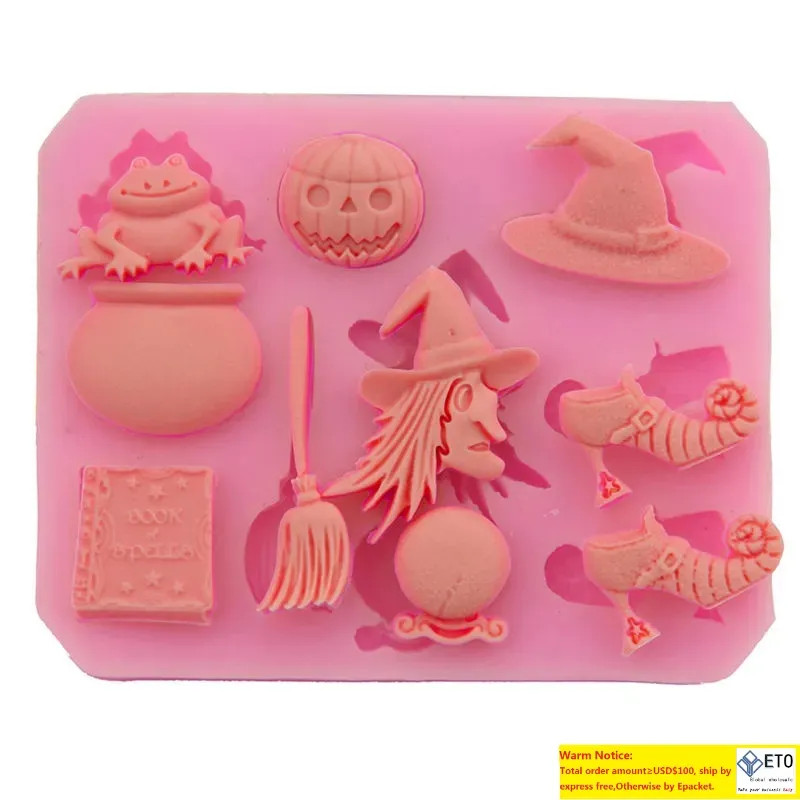 Halloween Silicone gâteau Biscuit moules sorcière citrouille chocolat bonbons moule haute température bricolage décoration cuisson cuisine