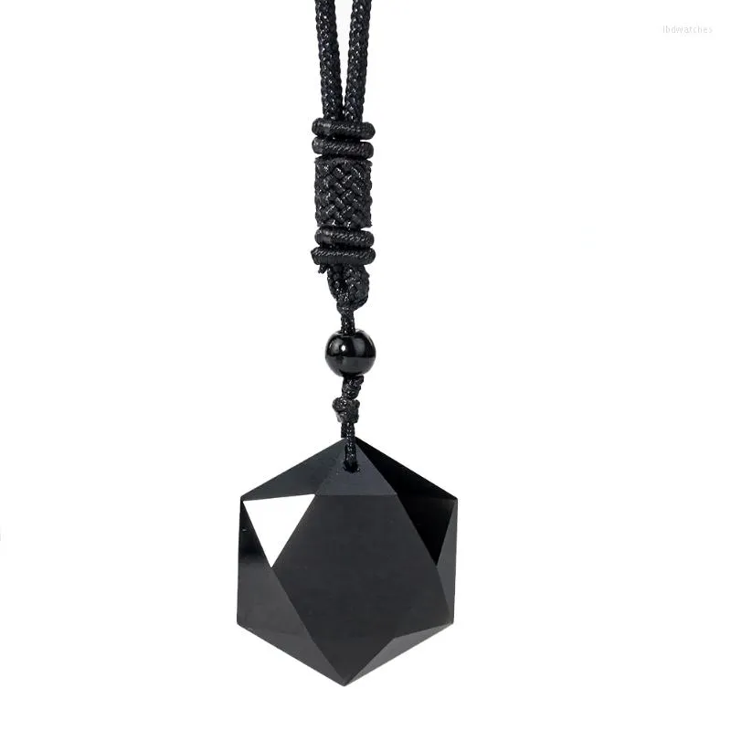 Colares pendentes Estrela de quartzo de obsidiana natural de David Metatron Hexagram