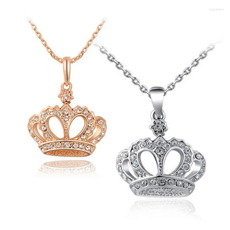 Colares pendentes Voq Fashion Full Crystal Crown for Women Princess Chain Chain Jewelry Party Gifts Wholesale