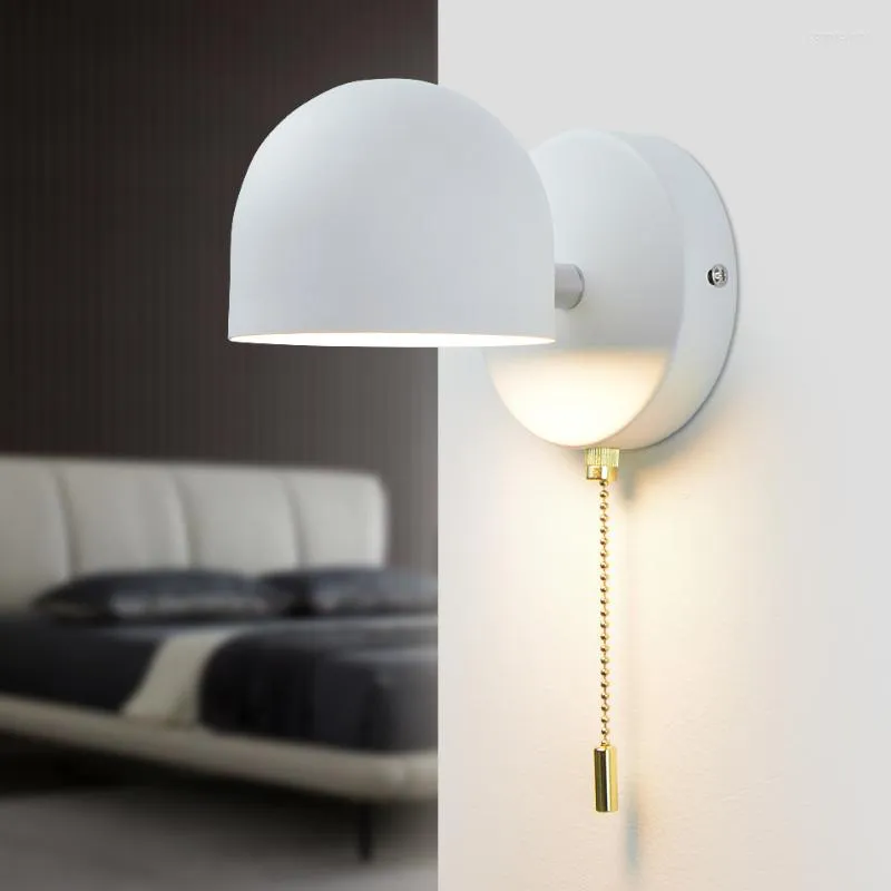 Wall Lamps Nordic LED Indoor With Switch Plug Light Black White El Aisle Bedroom Bedside Reading Sconce