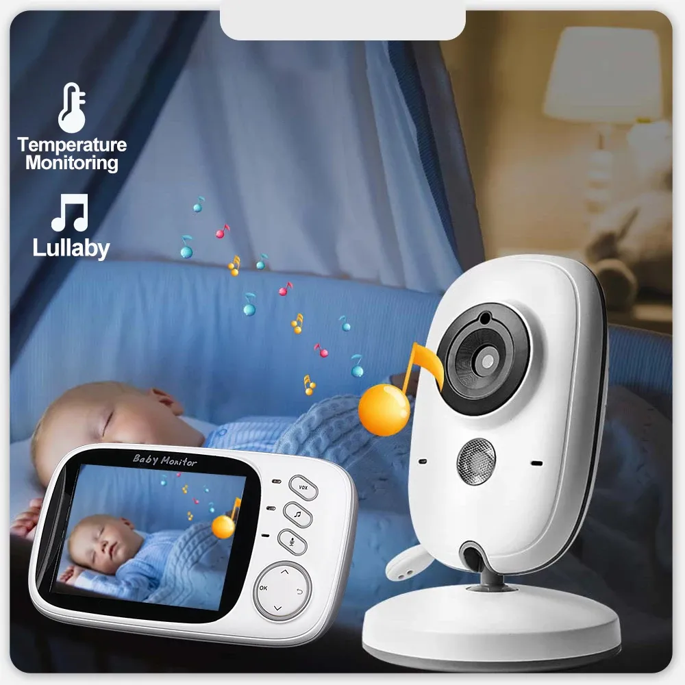 3,2 inch draadloze videokleur babymonitor hoge resolutie baby nanny beveiligingscamera nacht visie temperatuur monitoring kindermonitor