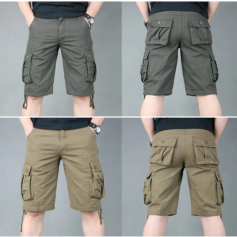 Men's Shorts Casual Summer Outdoor Cotton Knee Length Pocket Cargo Beach Pant Fashion Loose Large Size Pants for Men Clothes 230510