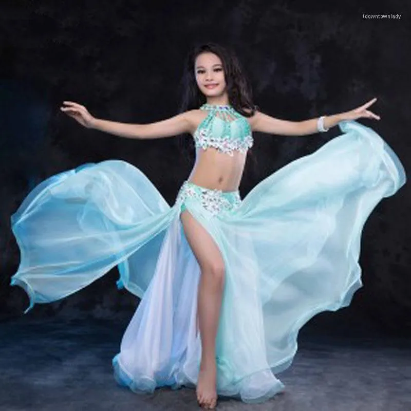 Traje de danza oriental azul claro