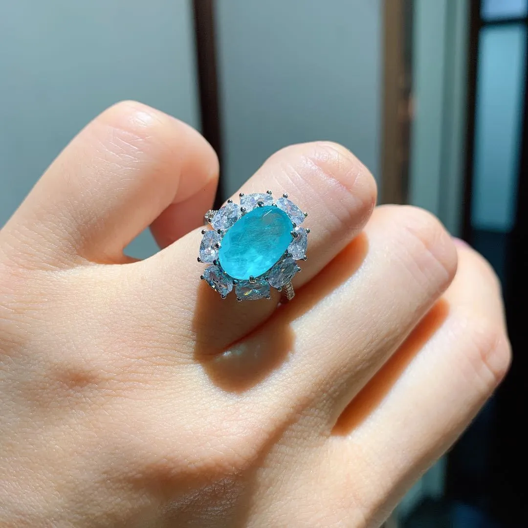 Bague solitaire cincin perak S925 kualitas tinggi baru zirkon biru cocok untuk Aksesori tempat kerja dan kencan 230510